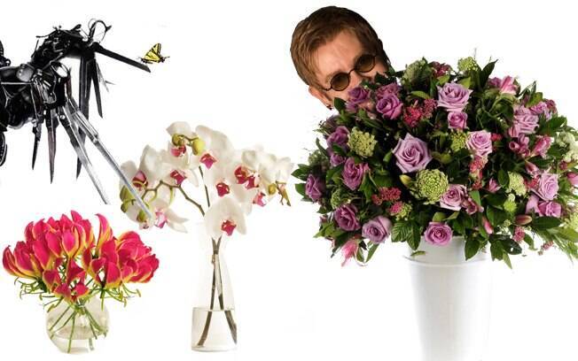 Apaixonado por flores, Elton John exige muitos arranjos espalhados por seu camarim e um florista à sua disposição