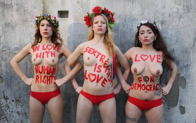14 de Fevereiro - Grupo lançou campanha em prol do que chama de Sextremismo, os protestos erotizados ou sexuais, no Dia de São Valentim. Foto: Femen/Divulgação