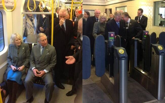 Príncipe Charles e Camilla Parker andam de metrô em Londres