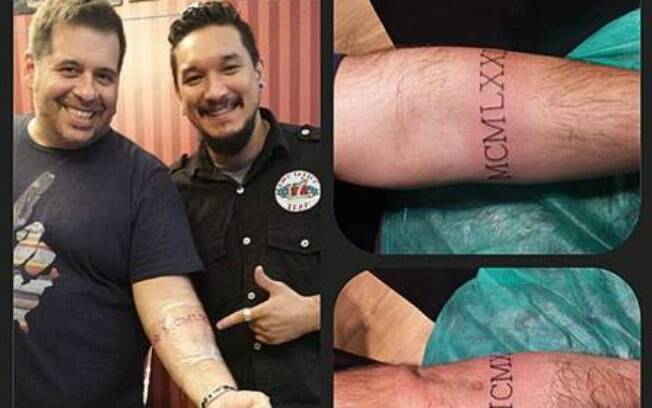 Quinze quilos mais magro, Hassum faz tatuagem no braço