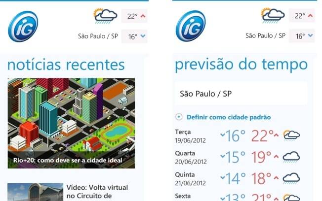 iG Notícias traz conteúdo do iG, informações sobre tempo e trânsito