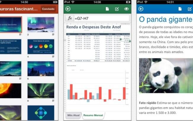 PowerPoint, Excel e Word estão no iPhone