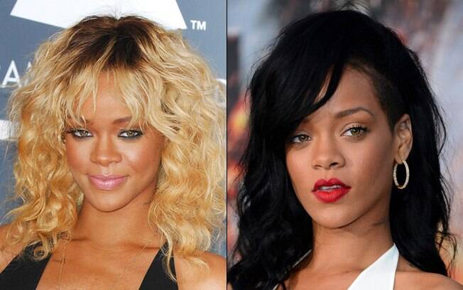 Rihanna esta sempre mudando o visual. Atualmente a cantora esta com os cabelos pretos