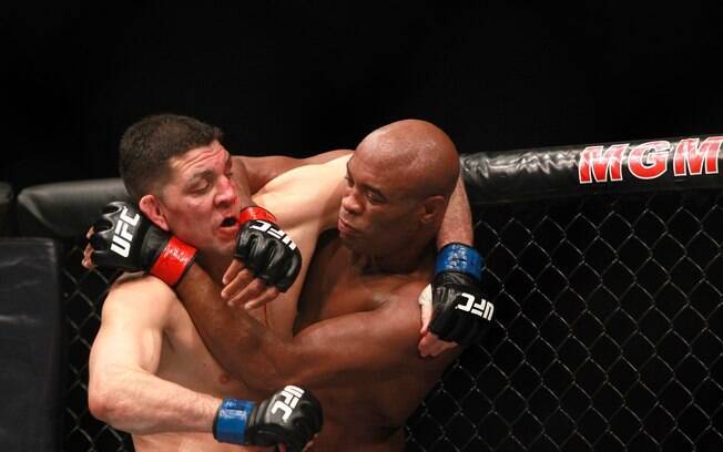 Anderson Silva x Nick Diaz, luta principal do UFC 183, em Las Vegas. Foto: Steve Marcus/Getty Images