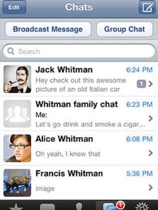 Tela do aplicativo Whatsapp