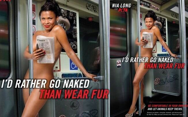 A atriz Nia Long perdeu o umbigo e os ossos do quadril em uma campanha para o PETA
