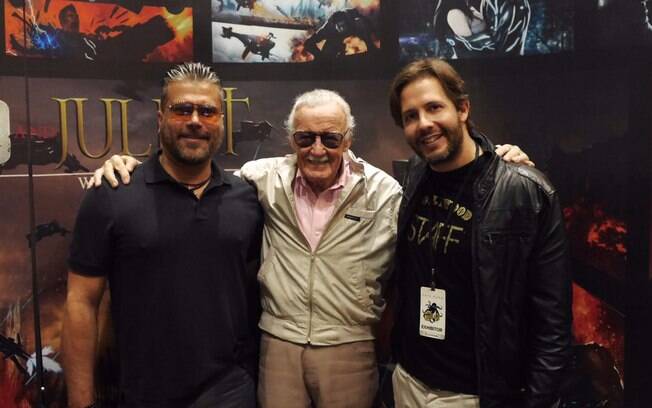 Frederico Lapenda, detentor dos direitos da marca no Brasil, Stan Lee e Terry Douglas, cofundador da Kids Universe