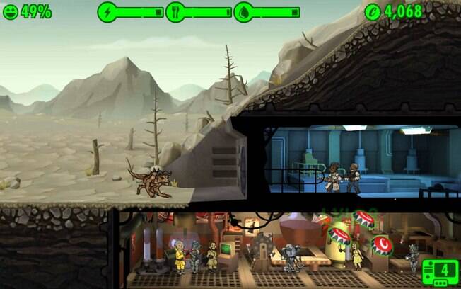 Em Fallout Shelter, jogador precisa gerenciar um abrigo subterrâneo de 600m de profundidade