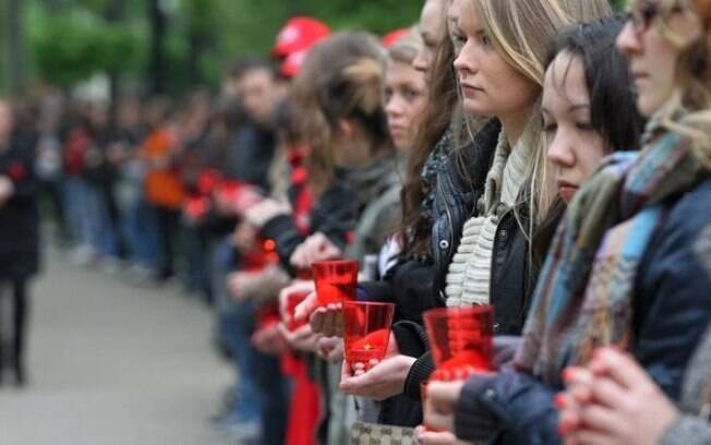 Uma vigília em 2011 em Moscou para o Dia Mundial de Luta contra a Aids