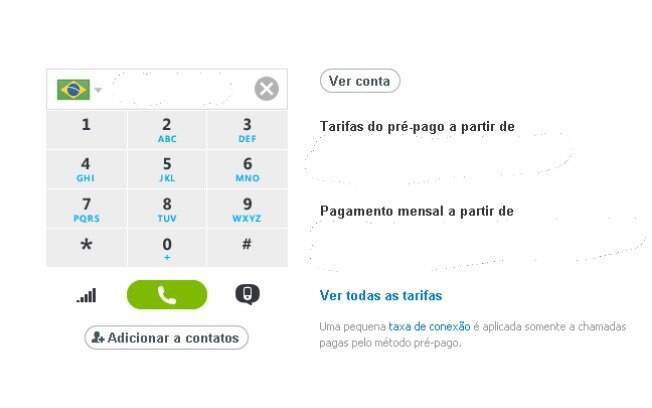Teclado do Skype permite fazer ligações para telefones fixos ou celulares e enviar SMS