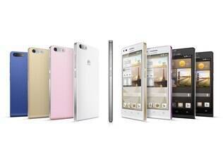 O Ascend G6 4G está disponível em preto com detalhes em cinza ou rosa, ou branco com dourado champanhe. Já o Ascend G6 3G vem em preto, branco, rosa, dourado ou azul