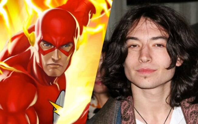 O ator Ezra Miller em montagem ao lado do Flash, a quem dará vida no cinema