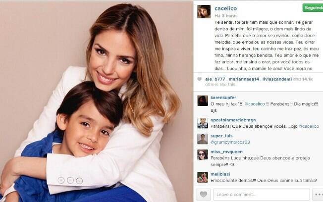 Carol Celico também publicou uma homenagem ao filho em sua conta no Instagram