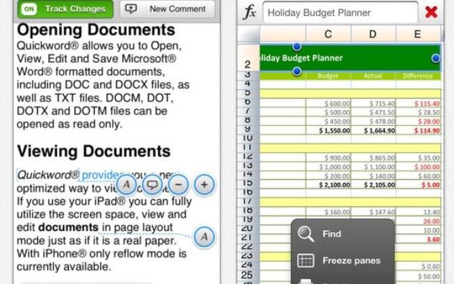 QuickOffice permite editar arquivos do Word, Excel e PowerPoint