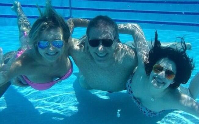 Ana Paula Siebert, Roberto Justus e Luiza Justus em Miami