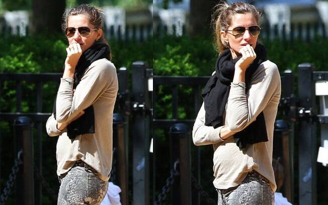 Gisele Bündchen aparece com barriguinha saliete em Boston