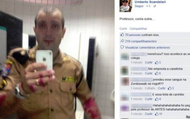 Suposto 'sangue' na foto publicada por PM é 'tinta', afirma corporação