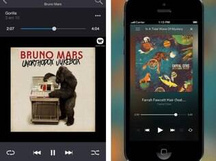 Deezer (a direita) e Rdio tem versões de seus serviços para dispositivos móveis.
