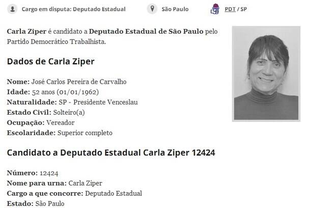 A foto é de Carla Zíper, o nome de José Carlos Pereira de Carvalho