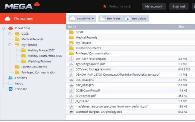 Tela de gerenciamento de documentos do Mega. Serviço entra no ar em janeiro