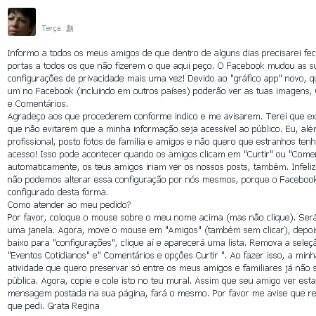 Boato em circulação no Facebook: com novo texto, mesmas orientações erradas sobre privacidade são replicadas por internautas