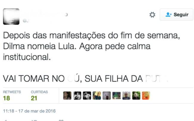 Ofensas contra a presidente Dilma Rousseff e políticos são comuns em meio à crise política