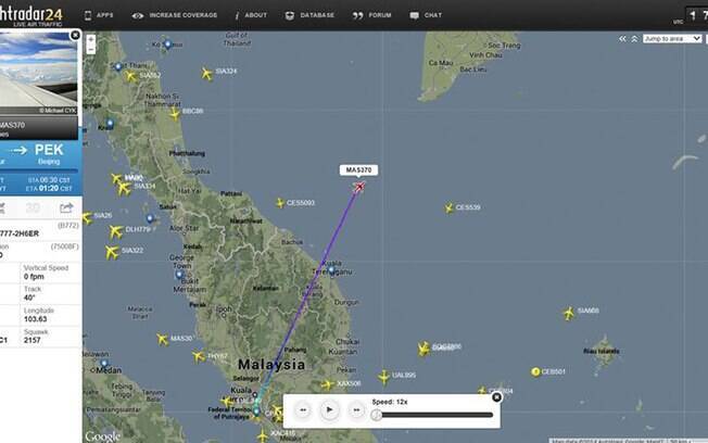 Mapa mostra a última posição informada do voo MH370 (8/3). Foto: AP