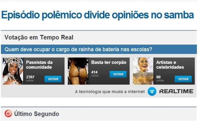 Internauta diz que rainha de bateria deve ser da comunidade