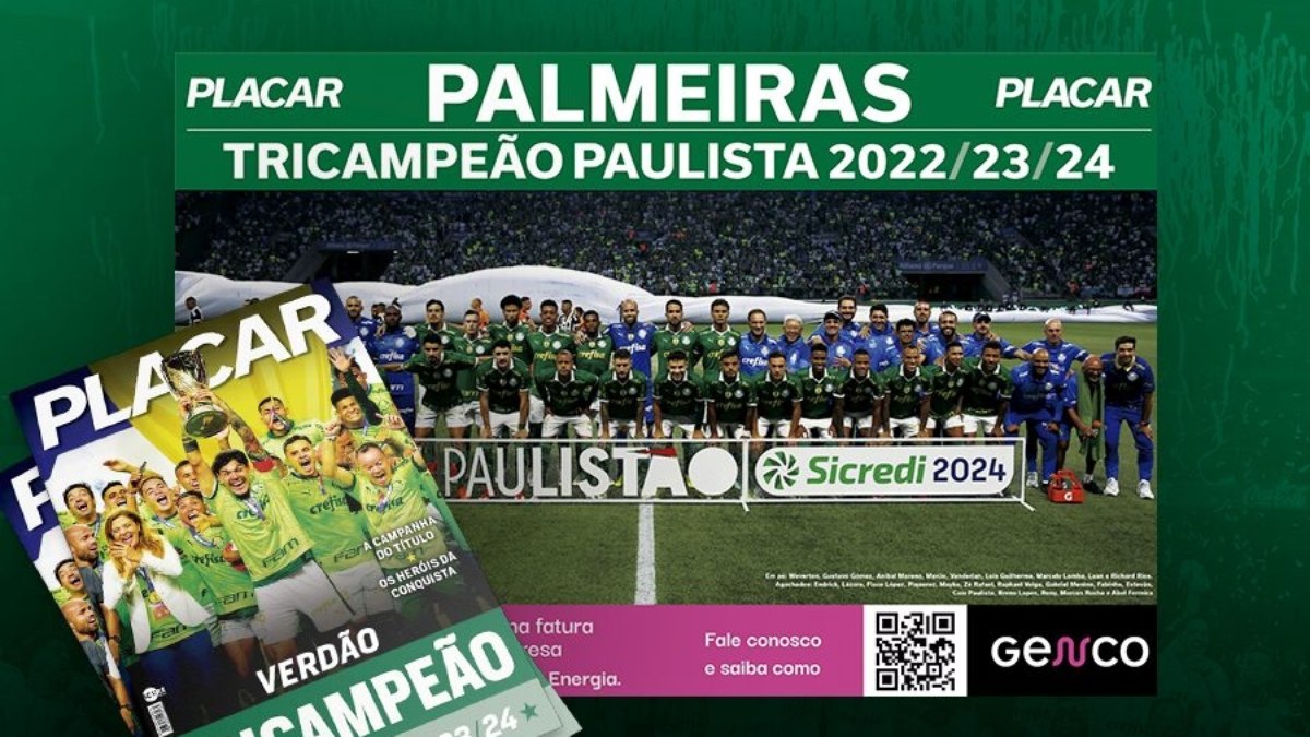 Baixe o pôster PLACAR do Palmeiras campeão paulista de 2024