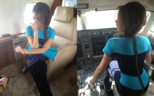Victoria Beckham brincou de pilotar jatinho e de revolta com decoração durante voo para Vancouver, Canadá