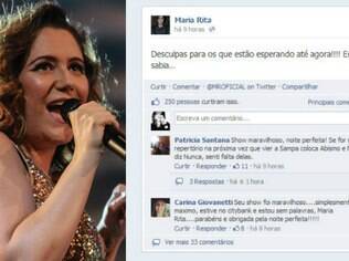 Maria Rita se desculpa com fãs