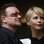 Atriz Charlize Theron e o cantor Bono são vistos no estádio. Foto: AP