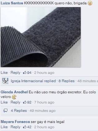 Comentários deixados no perfil do Facebook