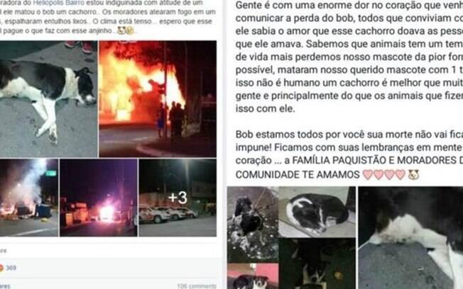 Reações no Facebook após a morte: uma das publicações teve mais de 800 compartilhamentos