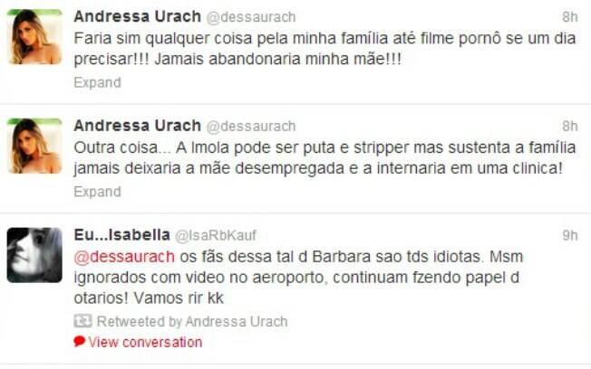 Andressa Urach divulgou o número do celular de Bárbara