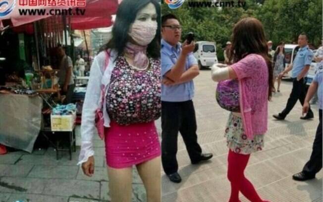 Chinês, de sobrenome Zhang, usava minissaia, salto alto, maquiagem e seios falsos como disfarce