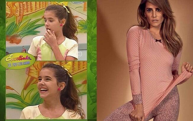 Deborah Secco em foto da infância e em foto atual