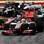 O pole position Lewis Hamilton se mantém na ponta após a primeira curva. Foto: Getty Images