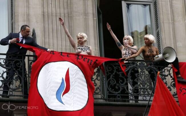 Discurso de Le Pen é interrompido por ativistas do Femen