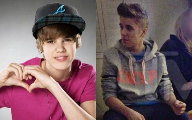 Antes e depois: Justin Bieber em 2008, no início da carreira, e no começo de 2013, quando foi flagrado fumando maconha em uma festa