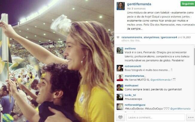 No primeiro jogo do Brasil, também dia dos namorados, ela se declarou para o marido