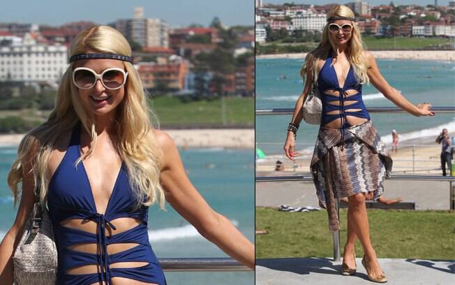 Paris Hilton e o maiô todo estiloso: daria para tomar sol com ele?