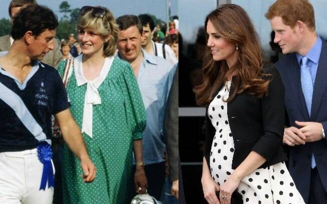 Kate Middleton, assim como Lady Di, optou por um vestido com estampa de poá para disfarçar a barriguinha de grávida