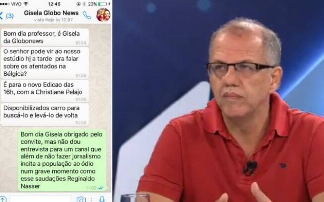 Reginaldo Nasser critica a Globo News
