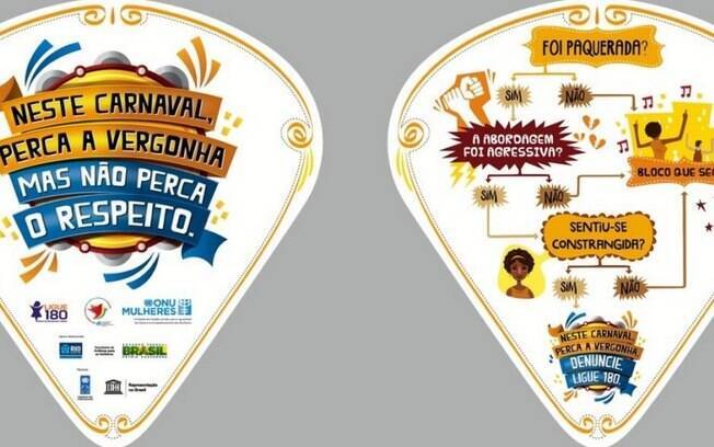 Ventarola criada para campanha de respeito a mulheres no carnaval pela ONU