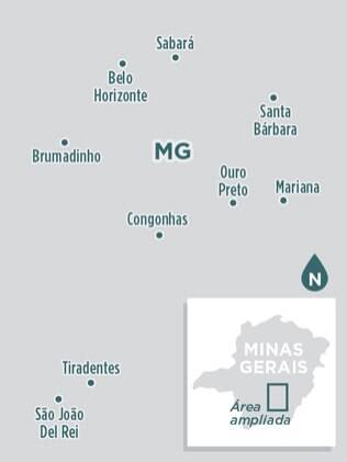 Localize-se nas principais cidades históricas de Minas Gerais