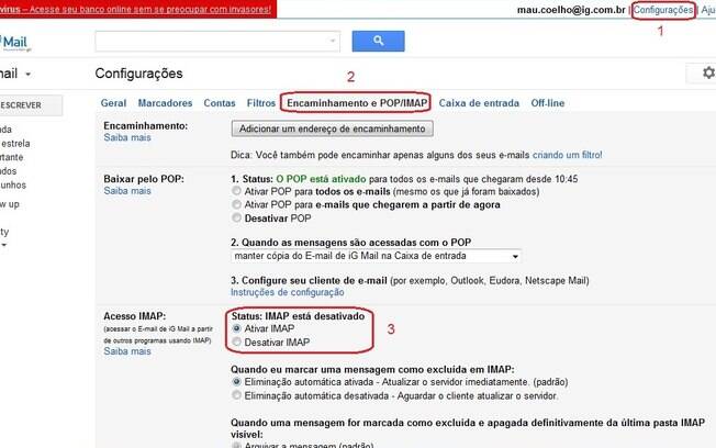 iG Mail pode ser configurado para funcionar com IMAP