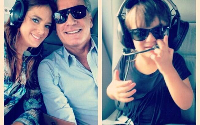 Roberto Justus com Ticiane Pinheiro e a filha, Rafaella, também gostam de andar de helicóptero