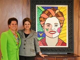 Romero Britto ao lado de Dilma Rousseff