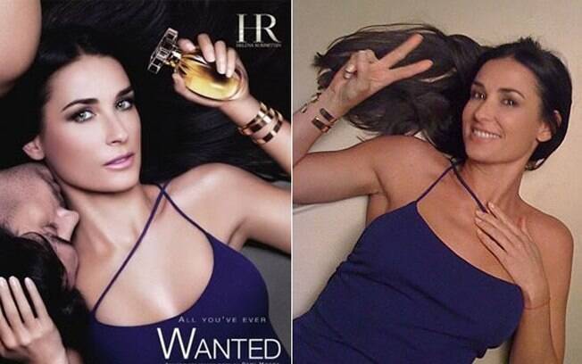 Não foi a primeira vez que Demi foi alvo de críticas pelo Photoshop. Compare a foto tratada com a dos bastidores da campanha de seu perfume, em 2012